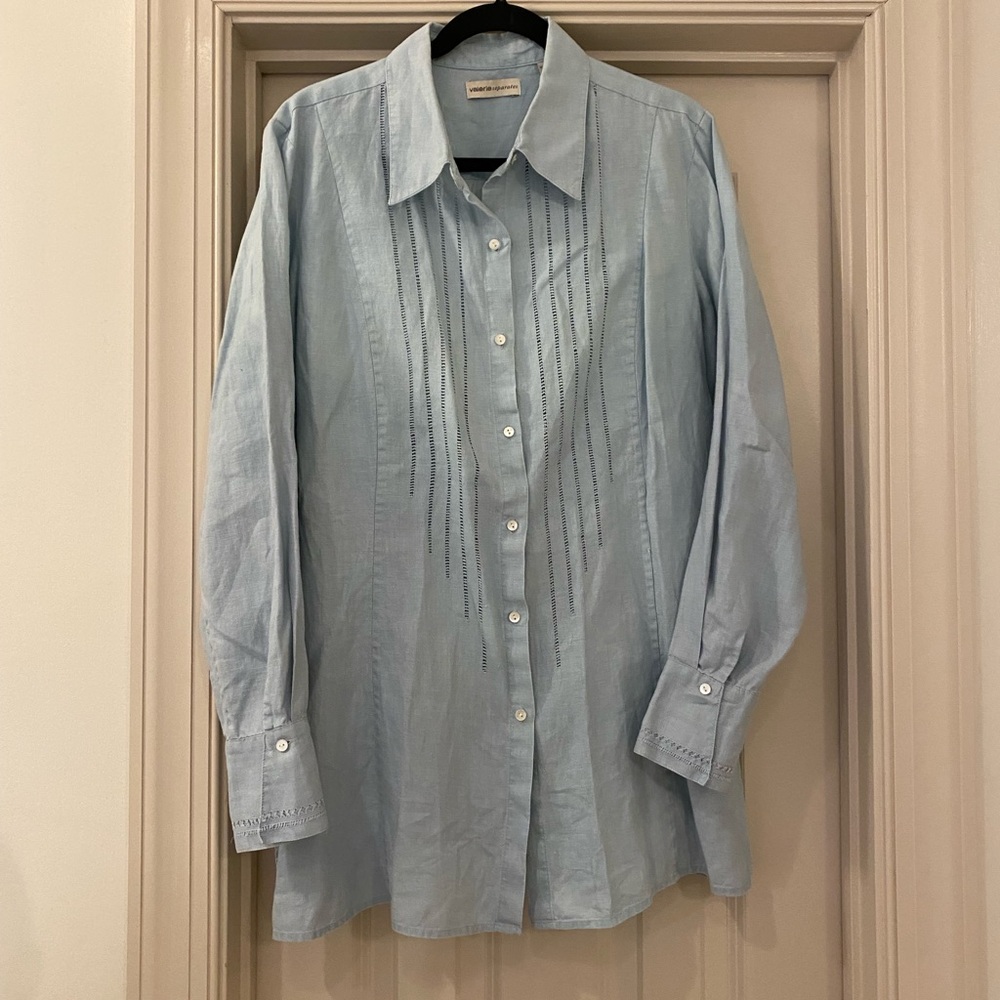 Valerie Separates 100% Linen Tunic Light Blue